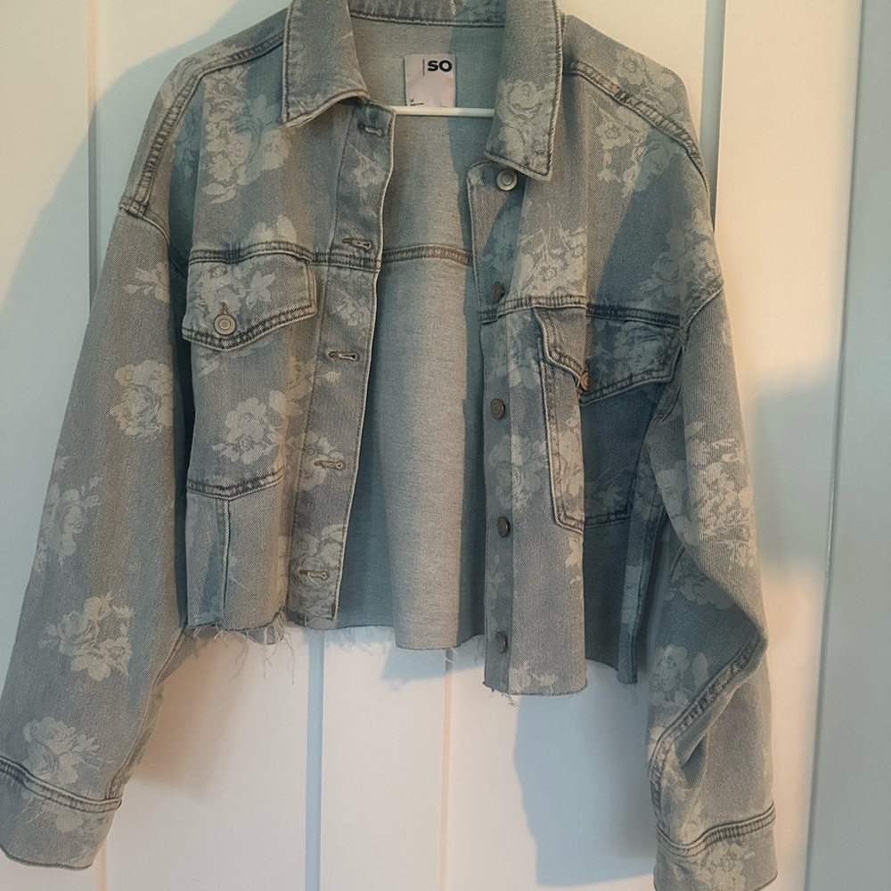 SO Light Blue Floral Jean Jacket